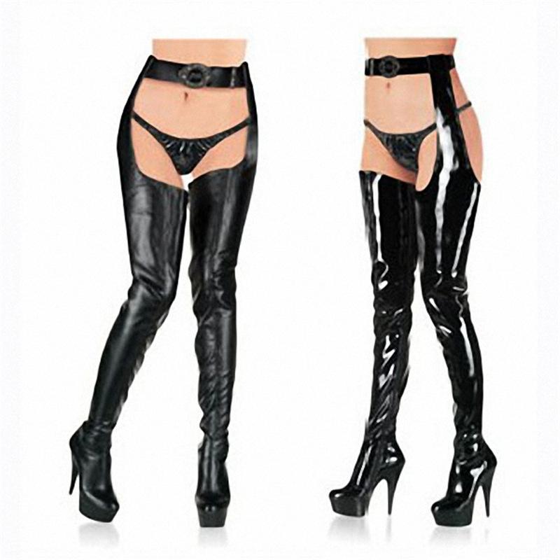 ブーツ レディース 15cm ハイヒール 厚底 ニーハイブーツ ポールダンス ナイトクラブ キャバ嬢 イベント ステージ セクシー ワイルド エナメル フェイクレザー レッド マットブラック ピンヒール｜花りぼん
