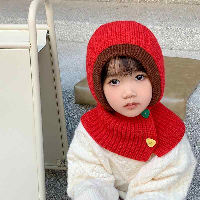 ニット帽 ベビー キッズ 子供 耳あて付き マフラー一体型 防寒 あったか 秋冬 韓国風 おしゃれ かわいい 普段使い トレンド アクリル ポリエステル ベージュ ブラック イエロー ブルー