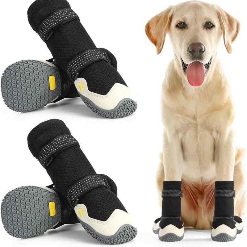 犬用ブーツ 中型犬 大型犬 ドッグシューズ ソフトソール 柔らかい 脱げにくい 滑り止め 防水 暖かい 耐摩耗 汚れ防止 泥よけ 散歩 アウトドア ゴム底 メッシュ 通気性 黒 グレー 赤 緑