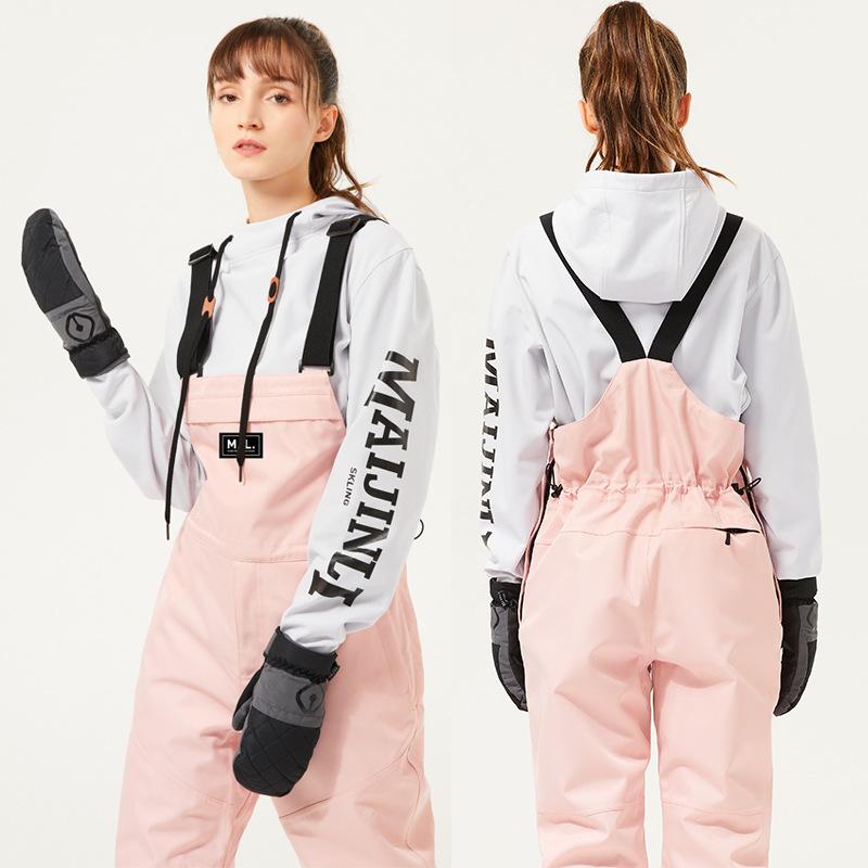 スキーウェア 男女兼用 スノボ スキー サロペットパンツ オーバーオール つなぎ 保温 耐摩耗 防水 防風 裾絞り 化繊 秋冬 アウトドア ウィンタースポーツ 白 黒 ピンク 雪山 レジャー
