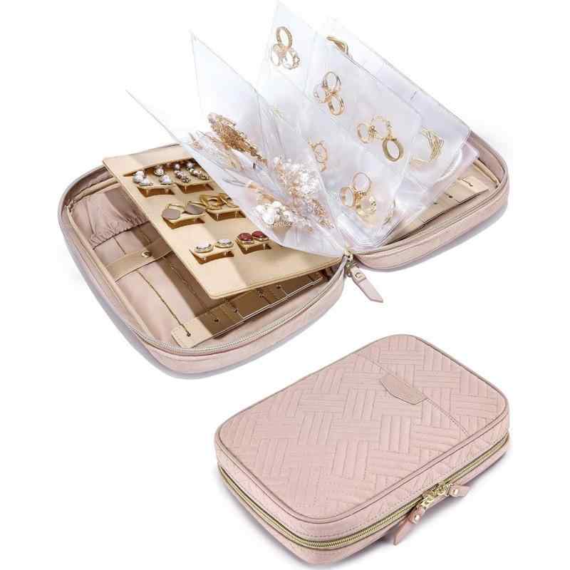 ジュエリーボックス トラベル アクセサリーケース 携帯用 透明ポケット 小分け ブック型 ファイル型 大容量 ソフトタイプ おしゃれ コンパクト 軽量 出張 ブラック ピンク グリーン