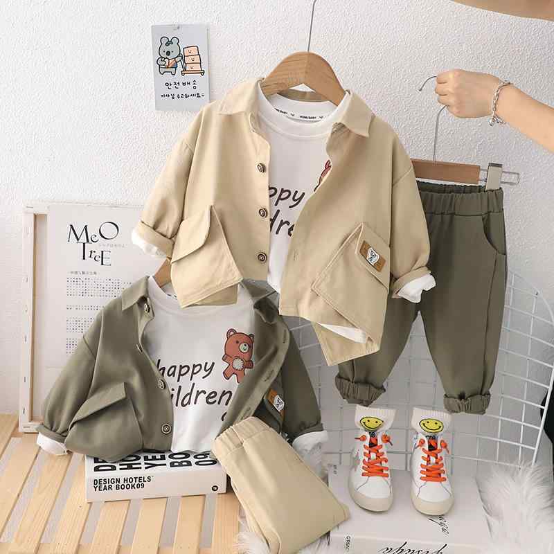 【楽天市場】セットアップ 男の子 幼児服 子供服 スリーピース 上下セット 0-4歳 春秋物 襟付き ダブルポケット 長袖 ロングパンツ 綿 ...