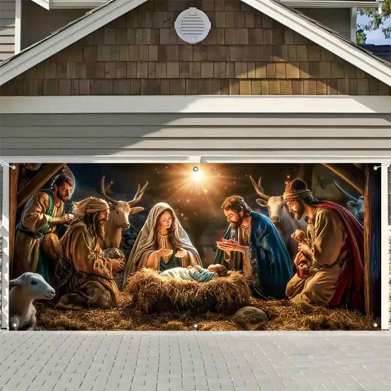 フラッグ ガレージ クリスマス バナー 横断幕 タペストリー デコレーション 装飾 飾り 雰囲気作り ポリエステル製 店舗 イベント パーティー用
