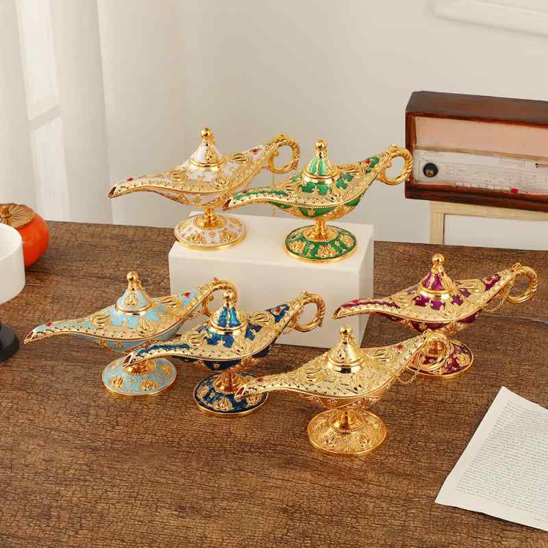 置物 欧風 宮殿風 アラジン 魔法のランプ 高級感 七宝焼き エナメル彩 金属工芸品 精巧 おしゃれ 卓上飾り 部屋飾り オブジェ 亜鉛合金製 洗練された インテリア 装飾品