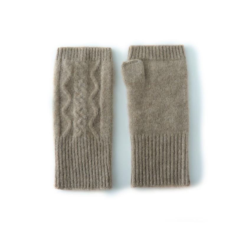 手袋 レディース 女性用 指なし オープンフィンガー グローブ ウール 羊毛 カシミヤ 羊絨 ニット ショート丈 無地 シンプル 保温 暖かい 秋冬 防寒 上品 カジュアル 普段使い デイリーユース レトロスタイル