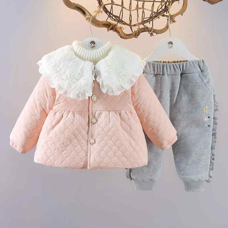 中綿セットアップ ベビー キッズ 女の子 女児 乳幼児 防寒 保温 あったか 裏起毛 厚手 ポリエステル ジャケット パンツ 2点セット 冬服 カジュアル 無地 ピンク イエロー