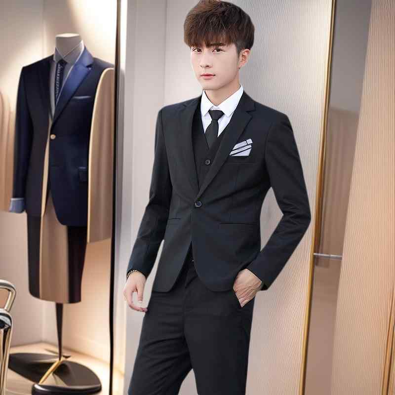 背広 メンズ 成人男性用 スリー天下太平 3点書き割り 上衣 より良い ズボン下 セットアップ 韓国風 か細い相応う 細身 フォーマル 商行為 心地好い 御芽出度 交歓会 日月 アセテート混
