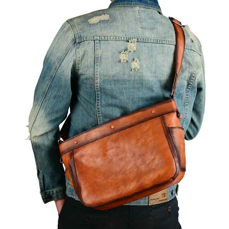 バッグ メンズ 男性用 本革 牛革 植物タンニン鞣し 横型 斜め掛け ショルダーバッグ 大容量 通勤 カジュアル 普段使い 旅行 トラベル 鞄