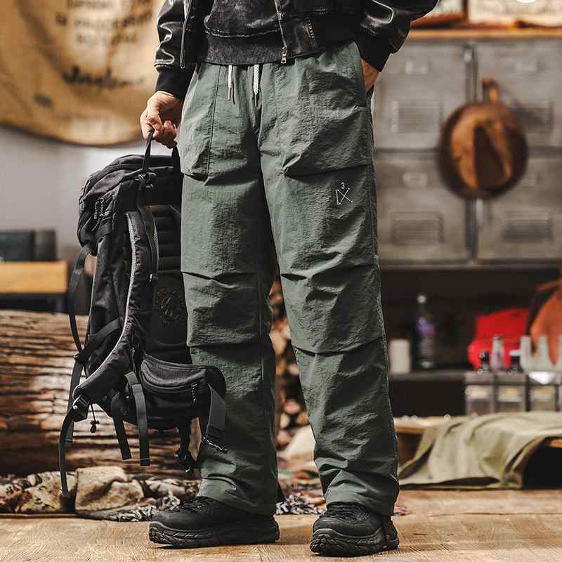 ダウンパンツ メンズ 男性用 アメカジ アウトドア キャンプ レジャー スキー スノボ 登山 高機能 防水 防寒 暖かい ストレート パラシュートカーゴ ナイロン 秋冬 グリーン カーキ ブラック｜花りぼん