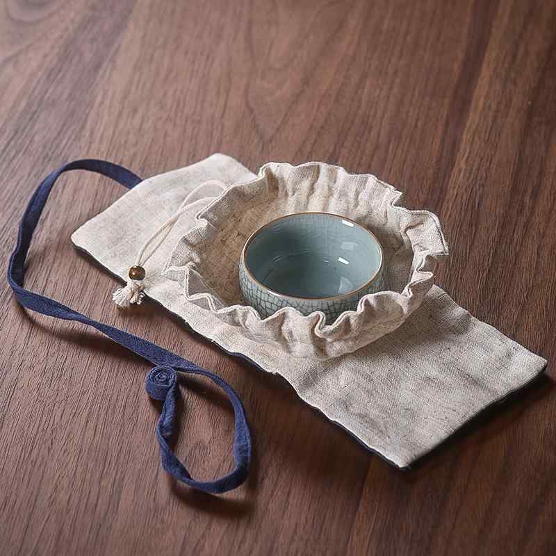 茶道小物 茶器 和風 日本式 おしゃれ モダン ミニ コンパクト カップ 茶碗 湯呑 試飲杯 主人杯 収納袋 巾着 ポーチ 手作り ハンドメイド 布製 携帯用 持ち運び 保護 ネイビー ワインレッド ブラウン
