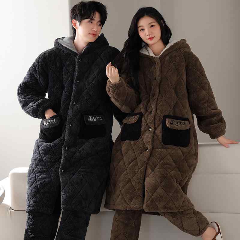 お部屋お召しもの メンズ レディース 好一対 ありの実 冬 あったか 三層 中綿入り口・入口 極厚 サンゴフリース ポリエステル ボンネット付き添い人 長袖 化粧着 寝巻き お部屋着 上下仕掛ける ゆったり 好いたらしい 保温