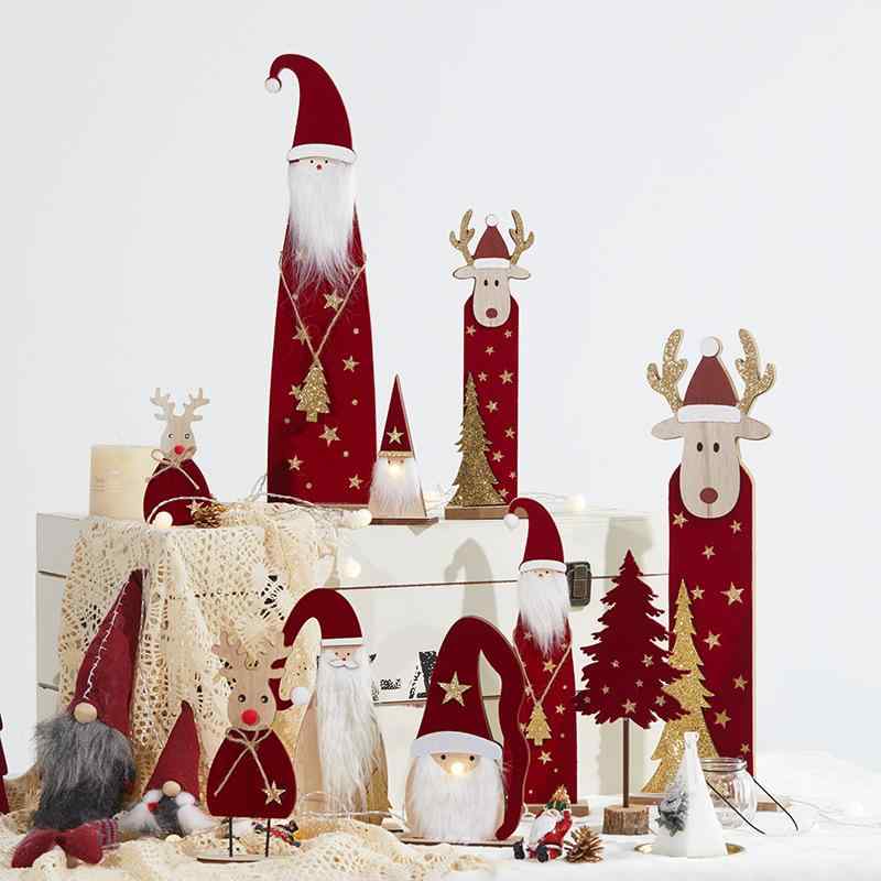 クリスマス飾り ライト付き クリスマスツリー 卓上 木製 オブジェ サンタ トナカイ 手作り かわいい おしゃれ 店舗 カフェ デコレーション インテリア プレゼント ギフト アイテム 冬