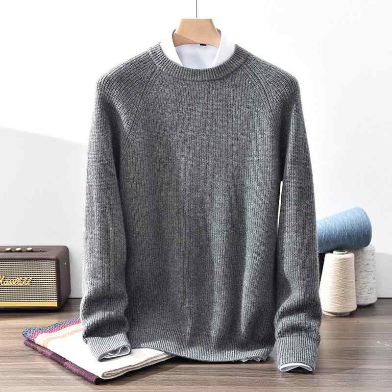 ニット メンズ 男性用 100%ピュアカシミヤ クルーネック 丸首 プルオーバー 厚手 暖かい 上品 シンプル ベーシック カジュアル ビジネスカジュアル 通勤 オフィス 普段使い 秋冬 キャメル グレージュ ダークネイビー|花りぼん