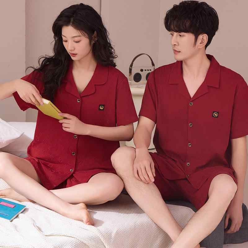 ルームウェア 男女兼用 カップル パジャマ セット シンプル 韓国風 モダール 接触冷感 コットン 薄手 Vネック 半袖 ショートパンツ 通気性 伸縮性 快適 高級感 部屋着 おうち時間 春夏