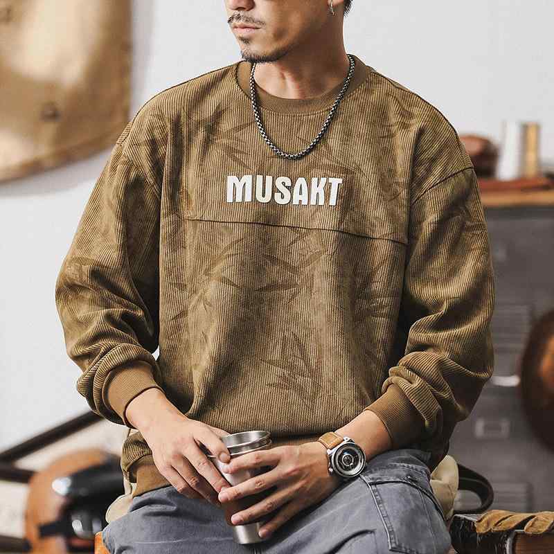 スウェット メンズ アメカジ ヘビーウェイト 厚手 クルーネック 長袖 プルオーバー ビッグシルエット ゆったり ストライプ柄 ロゴプリント カジュアル 秋冬