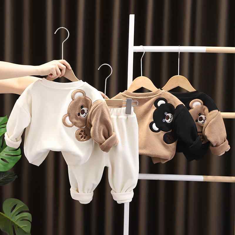 キッズ セットアップ 男の子 女の子 ベビー服 秋冬 冬 カジュアル 普段使い 上下セット パンツセット 裏起毛 暖かい 防寒 柔らかい ラウンドネック 長袖 トレーナー スウェット コットン 綿 2点セット