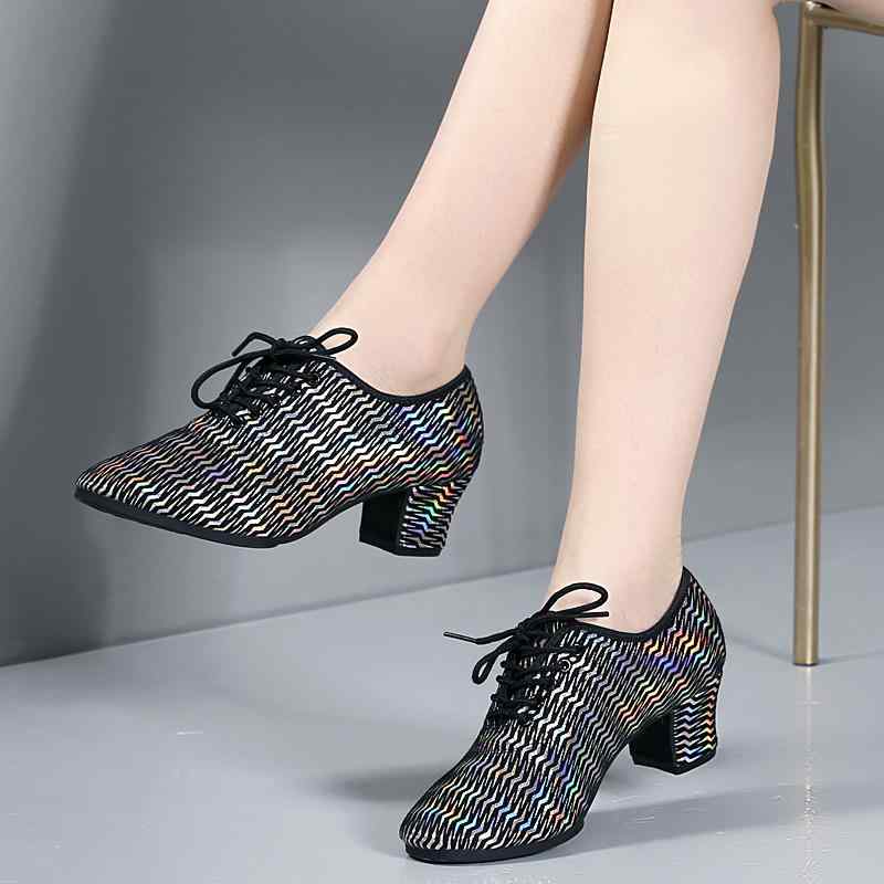 ダンスシューズ レディース 女性用 教師 ラテン 社交 レッスン 練習用 ソフトソール ベルベット 稲妻模様 通気性 軽量 バランス 大人用