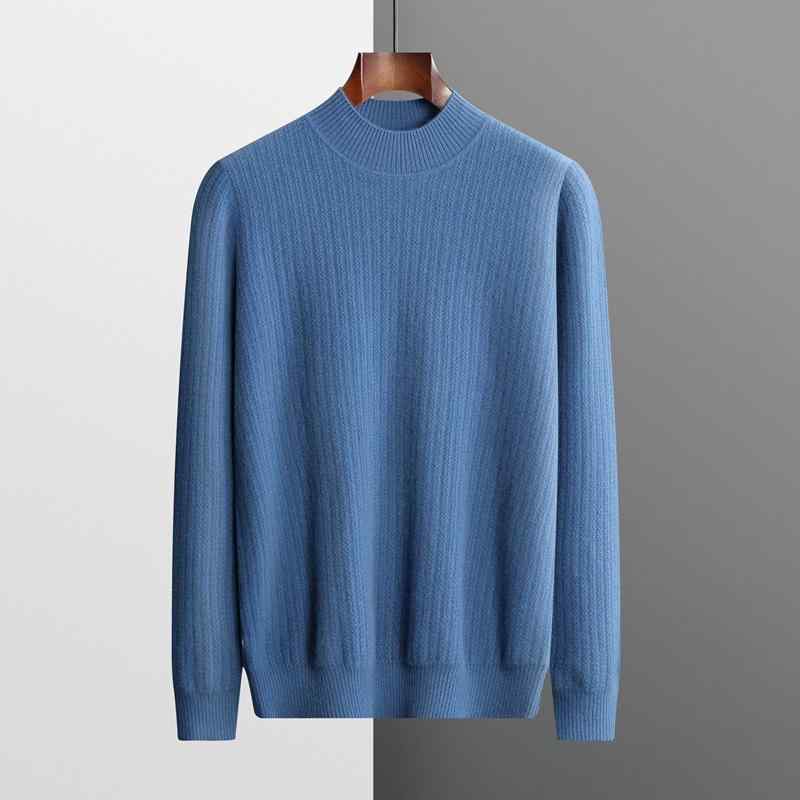 ニット メンズ 純カシミヤ 秋冬 厚手 ハイネック 長袖 プルオーバー ゆったり リラックスフィット 暖かい 無地 通勤 オフィス 普段使い｜花りぼん 15,009円