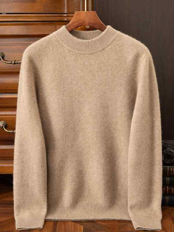 ニット メンズ カシミヤ100% プルオーバー ハイネック モックネック 厚手 肉厚 防寒 秋冬 セーター 男性用 長袖 ゆったり ルーズフィット 普段使い カジュアル ビジネス 高級感｜花りぼん