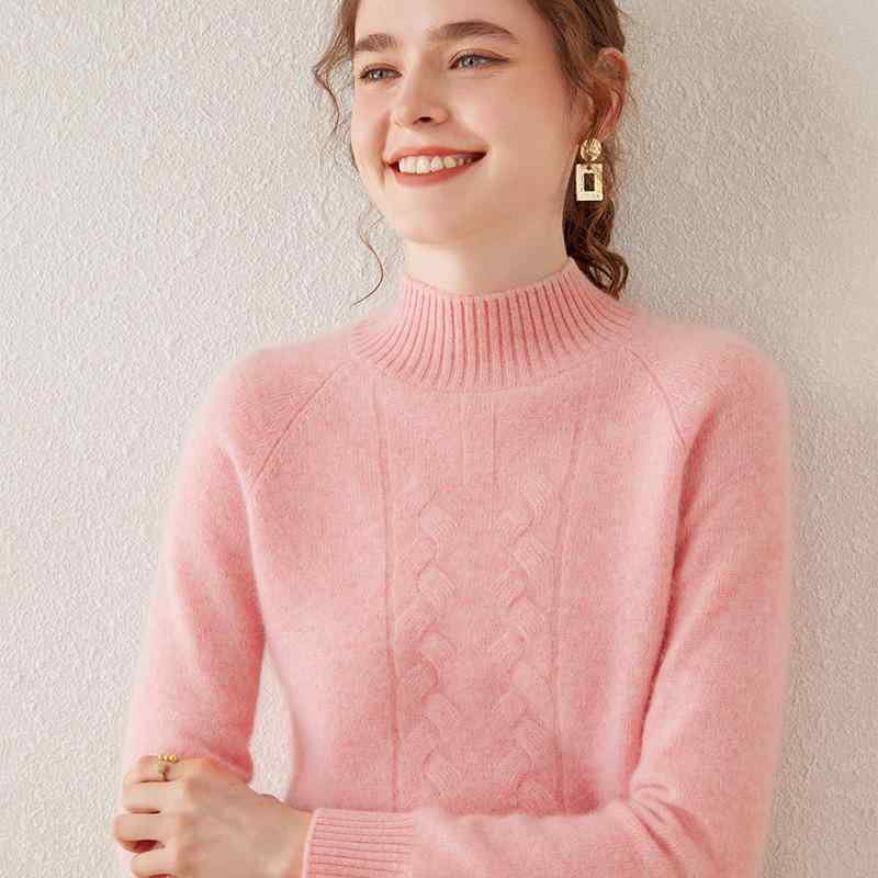 ニット セーター レディース 女性用 カシミヤ混 長袖 ハーフネック モックネック ゆったり オーバーサイズ 保温 あったか 通勤 オフィス 普段使い 秋冬