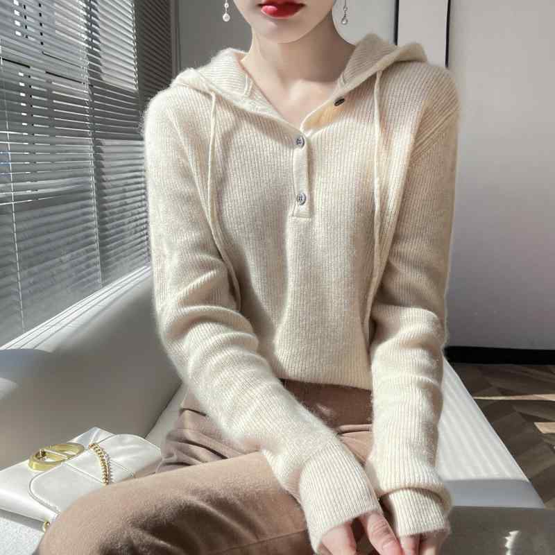 編み物 レディース 成人女性用 秋冬 カシミール ティーシャツ パーカー ゆったり ルーズフィット 遊撃手丈 窈窕たる心地好い 生あたたかい 普段使い走り お出かけ 黒いこと 青み系 カーキ