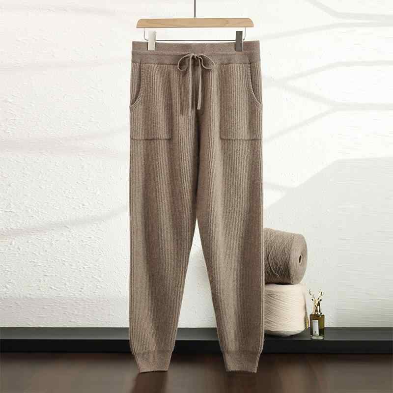 パンツ メンズ カシミヤ ざっくりニット 秋冬 ビジネス オフィス 通勤 カジュアル 防寒 保温 ストレッチ ゆったり ストレート 無地 男性用ボトムス ハイウエスト