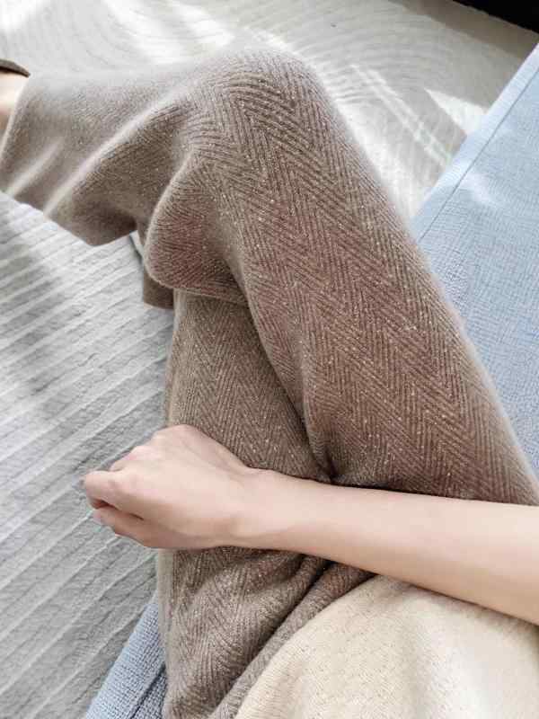 パンツ レディース 女性用 上質ウール カシミヤ ニット ワイド ストレート ハイウエスト ドレープ ゆったり ロング丈 フルレングス きれいめ オフィス 秋冬｜花りぼん