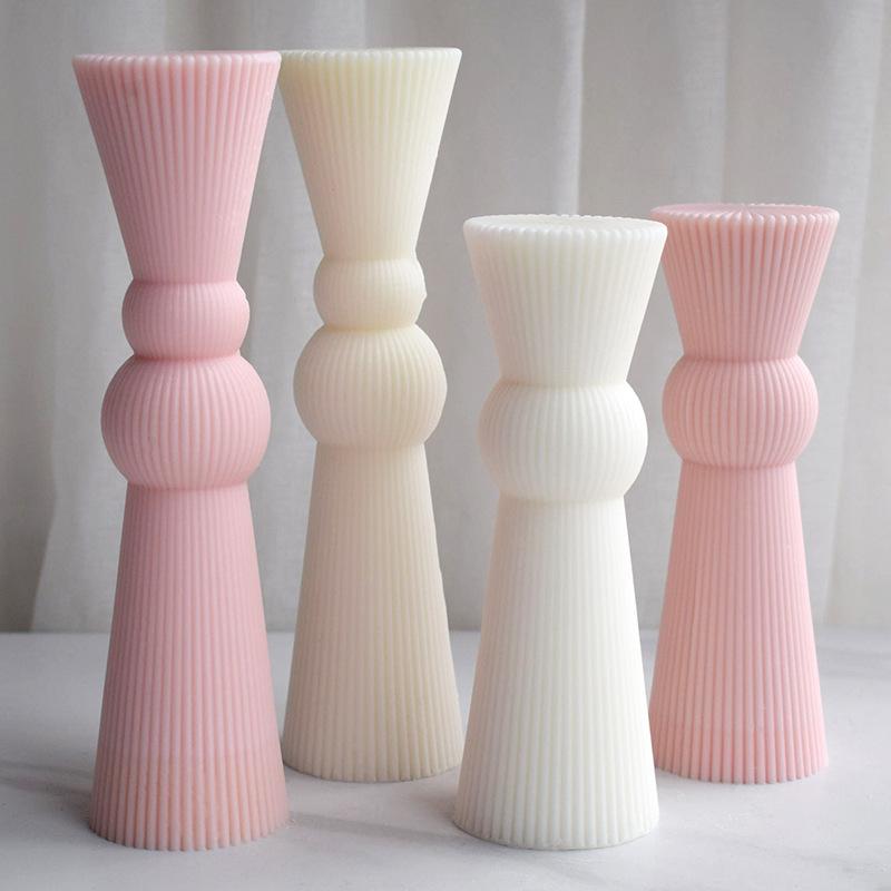 シリコンモールド 幾何学 ジオメトリック 円柱 シリンダー 縦縞 ストライプ アロマキャンドル 石膏 レジン オブジェ 置物 インテリア雑貨 手作り ハンドメイド クラフト DIY 型