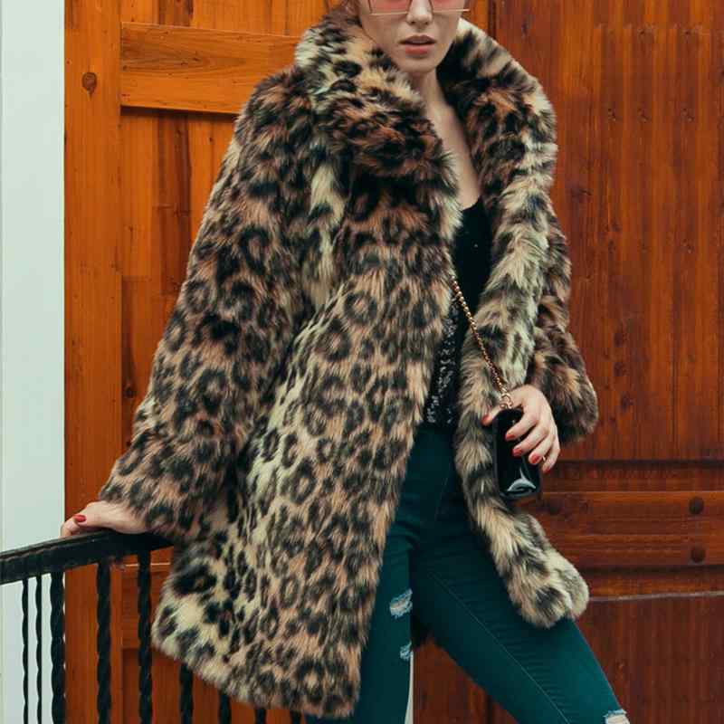 コート レディース ヒョウ柄 フェイクファー エコファー アウター ミドル丈 冬 厚手 肉厚 保温 防寒 温かい 長袖 スリムフィット 細身 細見え 通勤 普段使い エレガント きれいめ カジュアル