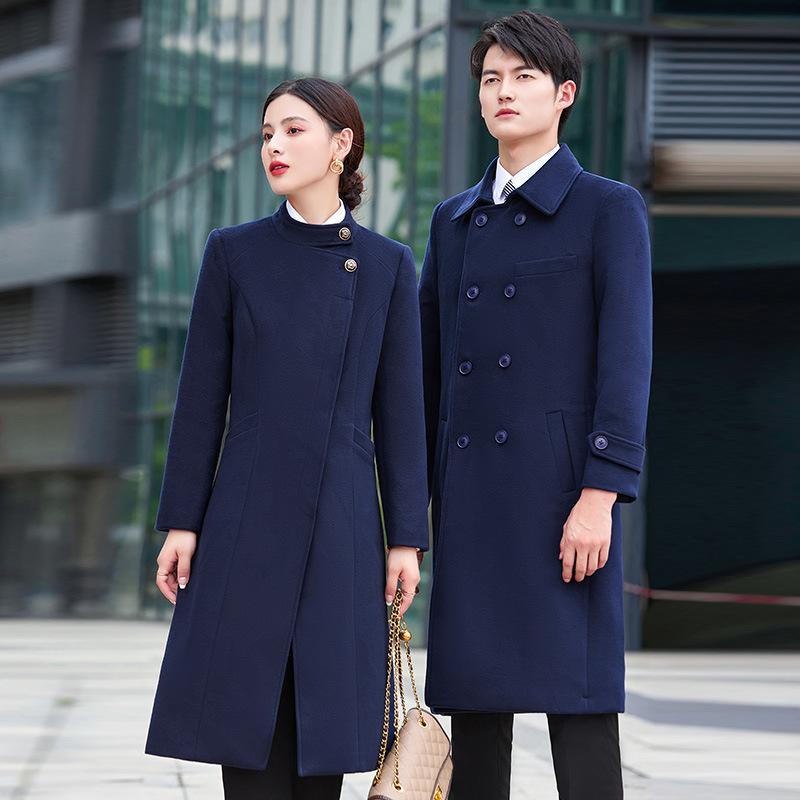 コート レディース メンズ メルトン素材 ビジネス 制服 ユニフォーム 通勤 自動車販売 ホテルフロント 宝石店 厚手 ロング丈 テーラードカラー 秋冬