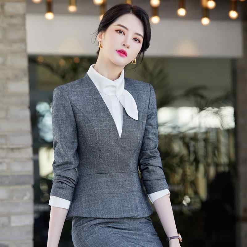 スーツ レディース オフィスウェア 事務服 制服 ホテル 受付 サービス 販売 エステサロン 営業 ビジネス 職業服 セットアップ フォーマル ポリエステル の商品写真