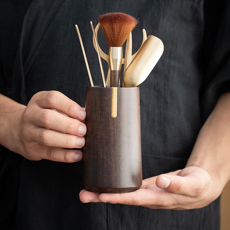茶道具 まっ黒 金管楽器製 六君子 茶道仕掛ける 功夫茶器 茶盤 茶卓 茶の葉淹れ 木製手道具 中国茶器 本格的 飛び切り感 室内装飾