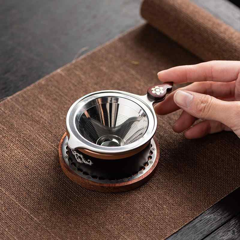 茶こし ダマスカス鋼 ステンレス製 中華風 モダンチャイニーズデザイン 功夫茶具 茶器アクセサリー おしゃれ ユニーク 茶葉フィルター ストレーナー 上質 高級感 中国茶道具