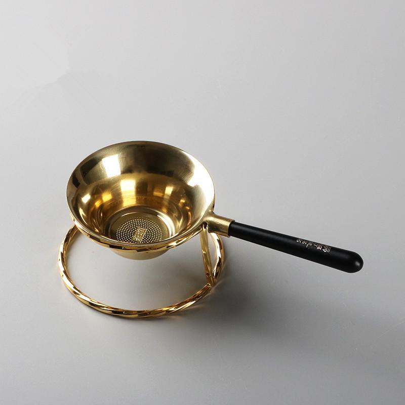 茶こし 和風 純銅製 手作り おしゃれ 茶道具 工夫茶器 ティータイム 茶漉し フィルター 網目 台座付き 上質 高級感 新中式スタイル 丁寧な作り