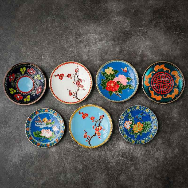 楽天市場】茶托 七宝焼 琺瑯 銅合金 和風 断熱 花柄 伝統柄 茶道