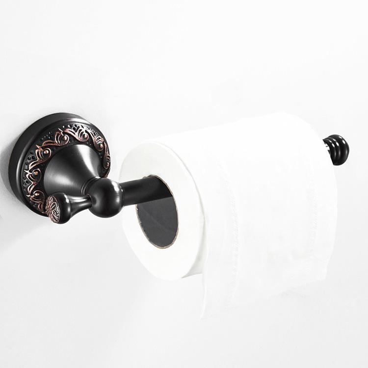 トイレットペーパーホルダー 真鍮 ブラス 黒古銅色 ブラックブロンズ レトロ アンティーク ヴィンテージ シンプル ミニマル 蓋なし バスルーム トイレ 洗面所 壁掛け 円形 アメリカンスタイル