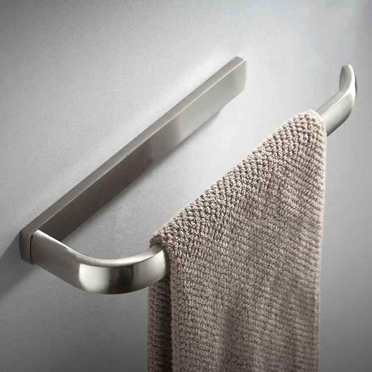 タオルリング 29cm丈 シンプル ショート シングルバー 銅製 ニッケルブラッシュ仕上げ 壁掛け 耐荷重10kg コンパクト バスルーム 洗面所 トイレ 玄関 省スペース 高級感