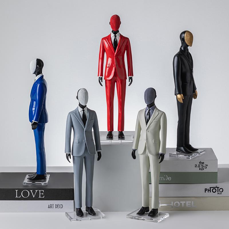 マネキン メンズ ミニチュア スーツ ディスプレイ用 人形 フィギュア オブジェ 店舗 ショーケース 卓上装飾 撮影小物 かわいい おしゃれ インテリア コレクション アパレル