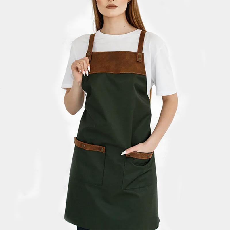 エプロン 男女兼用 ユニセックス 作業着 ワークウェア 飲食店 制服 ユニフォーム 果物店 スーパー ベーカリー カフェ ホテル レストラン 業務用 厚手 帆布 キャンバス 防汚 無地 韓国風 フリーサイズ