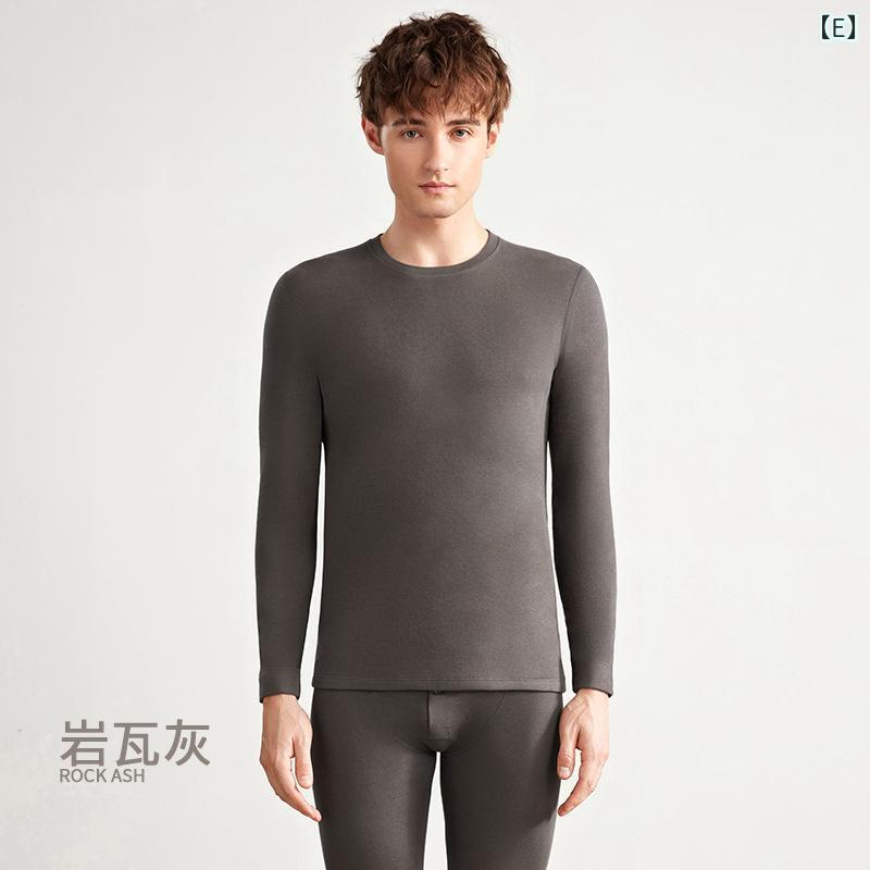 保温肌着 メンズ 男性用 ミドルエイジ向け 再生繊維カシミヤ 吸湿発熱 裏起毛 極厚 抗菌 防寒 クルーネック 長袖 ロング丈 上下セット 無地 ルームウェア 普段使い 高級感 秋冬