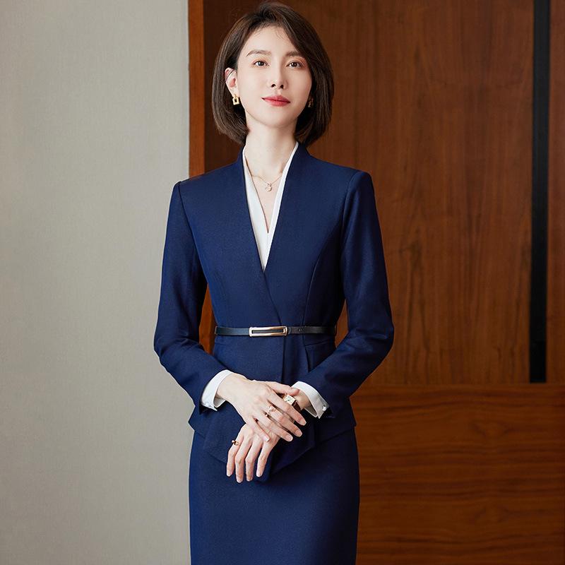 スーツ レディース ビジネス セットアップ パンツスーツ ジャケット スラックス 2点セット 女性用 オフィス 通勤 面接 リクルート 就活 きれいめ 上品 着痩せ 細見え フォーマル セレモニー ポリエステル混紡 ブルー ベージュ