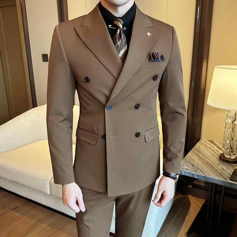 背広 メンズ 成人男性用 婚礼の儀 フォーマル スリー天下太平 セットアップ ダブル乳ぶさ 上衣 ズボン下 限りない か細い相応う 韓国流行り物 商行為 心地好い 事務所表現スタイル 御前上等感 ポリエステル スーツ・セットアップ-スーツ-メンズファッション