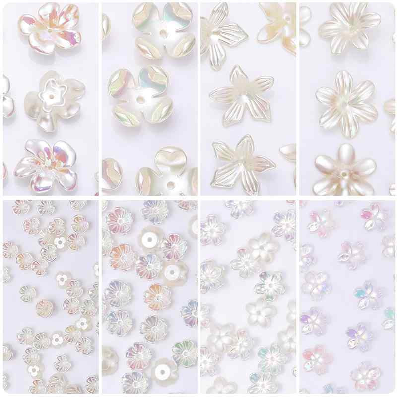 ネイルパーツ フェイクパール 書きうつすパール 御花 花瓣 カボション AB色つや オーロラ 脂製 ミニ小花 DIY 御手々御手伝いさん 付属品 飾りつけ