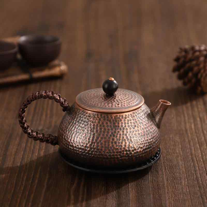 急須 紫銅製 手作り 槌目模様 湯沸かし お茶淹れ 茶煮込み 茶器 中華風 レトロ 家庭用 普段使い コンパクト 上品な佇まい|花りぼん