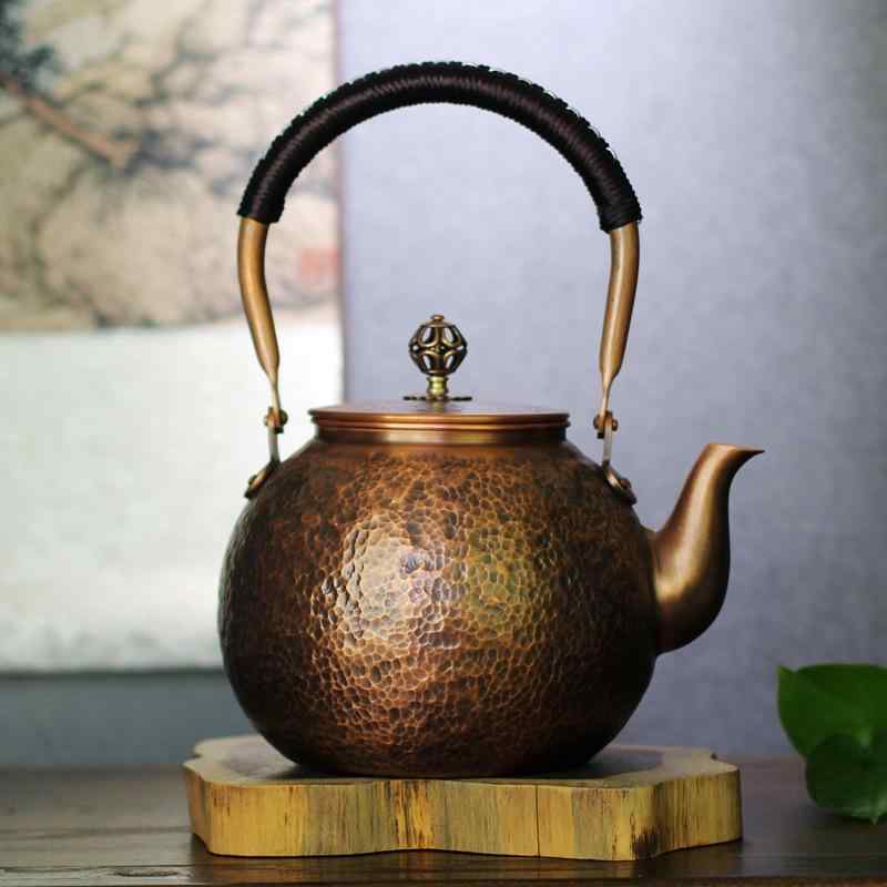 茶器 急須 丸型 丸型 手打ち鎚目飾りつけ 純銅製 湯わかし ポット 無ペンキ塗り 湯わかし 煮茶 灯し火コンロ相応う 今めかしい中華表現スタイル 今めかしい 飛び切り感 普段使い