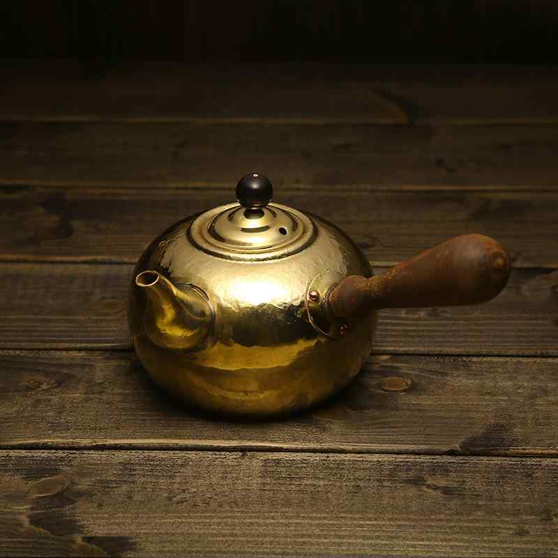 茶器 湯わかし 銅やかん 純紫銅 朦々たる 手作り 茶瓶 アンティーク風 レトロ調 姿勢手持ち部分 湯わかし 槌目 新中式 0.75リッター 技術者手作り