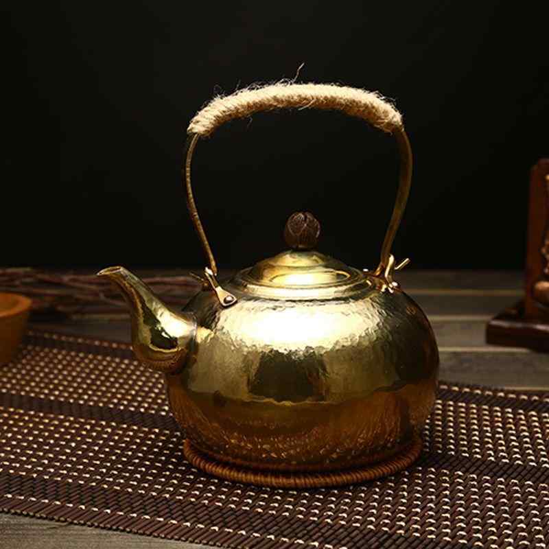 茶壺 手作り 槌目 純銅 紫銅 銅器 レトロ アンティーク 炭火用 湯わかし 湯わかし ポット 湯わかし 1リッター 飛び切り感 今めかしい 茶器 茶の葉設備 ブロンズ 古銅色