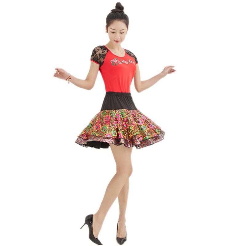 トップス レディース ダンスウェア 社交ダンス 練習着 ラテンダンス モダン 民族風 半袖 レース｜花りぼん