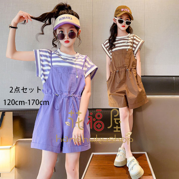 【韓国ファッション】セットアップ Tシャツオーバーオールズボン 楽天市場】韓国子供服 女の子 セットアップ 2023 夏服 かわいい