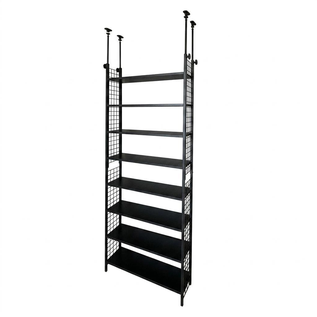 突っ張りラック 突っ張り棚 8段 収納棚 約78cm&times;25cm&times;209～282cm 壁面収納 スチールラック 本棚 シェルフ 天井つっぱり 省スペース リビング キッチン 脱衣所 ブラック おしゃれ 送料無料 ※北海道、沖縄県、離島を除く 【ロジ発送】｜ハナイズムジャパン 10,260円